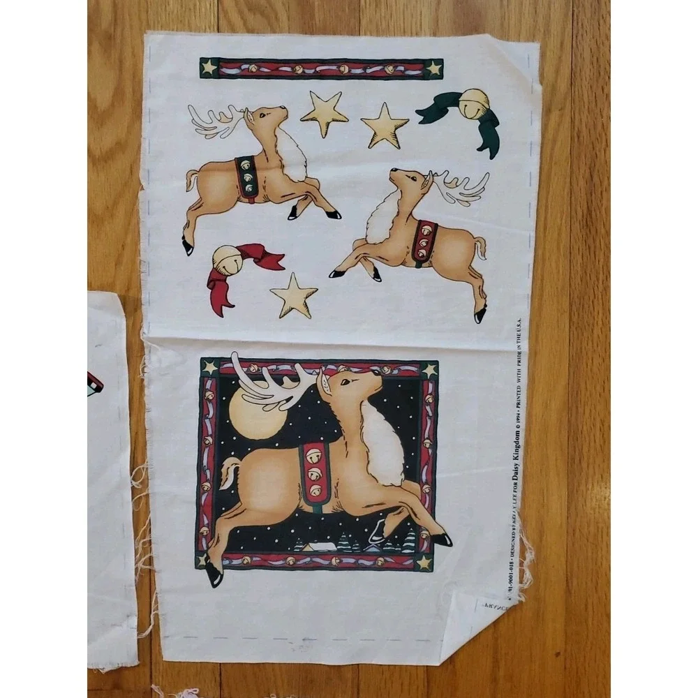 Christmas Fabric Panel Lot Country‎ Santa #6362 Applique Panel Lot 1993
